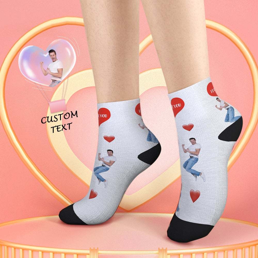 Chaussettes Quarts Personnalisées Avec Cadeau Saint Valentin Coeur - VisageChaussettes