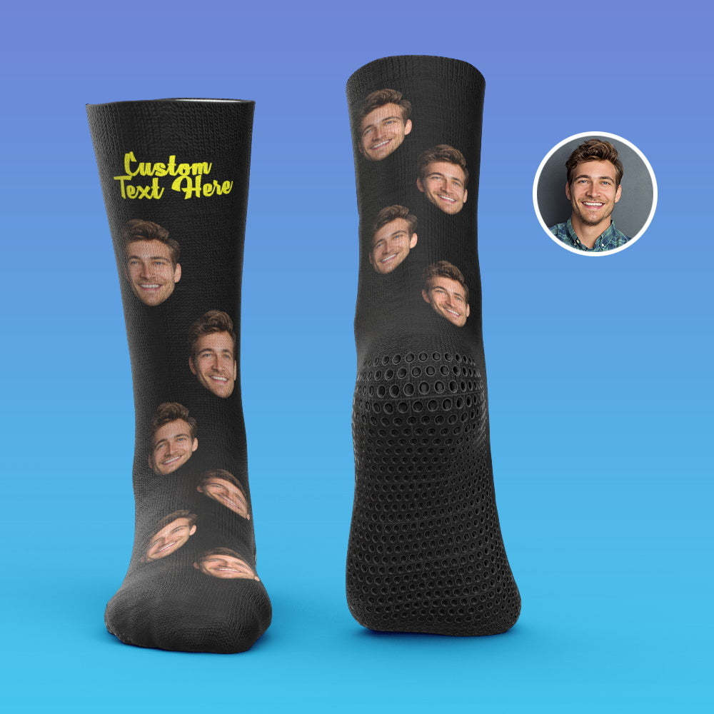 Chaussettes De Préhension De Visage Personnalisées Chaussettes Antidérapantes Personnalisées Cadeau Pour Les Amis - VisageChaussettes