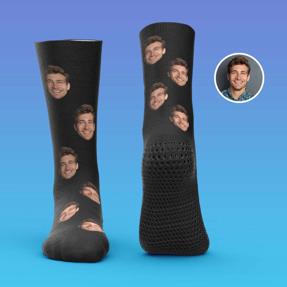 Chaussettes De Préhension De Visage Personnalisées Chaussettes Antidérapantes Personnalisées Cadeau Pour Les Amis - VisageChaussettes