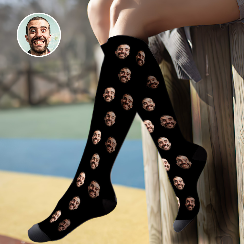 Chaussettes Hautes Personnalisées Pour L'été - Bleu Intégral