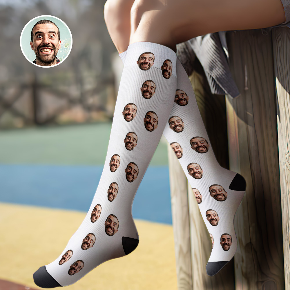 Chaussettes Hautes Personnalisées Pour L'été - Bleu Intégral