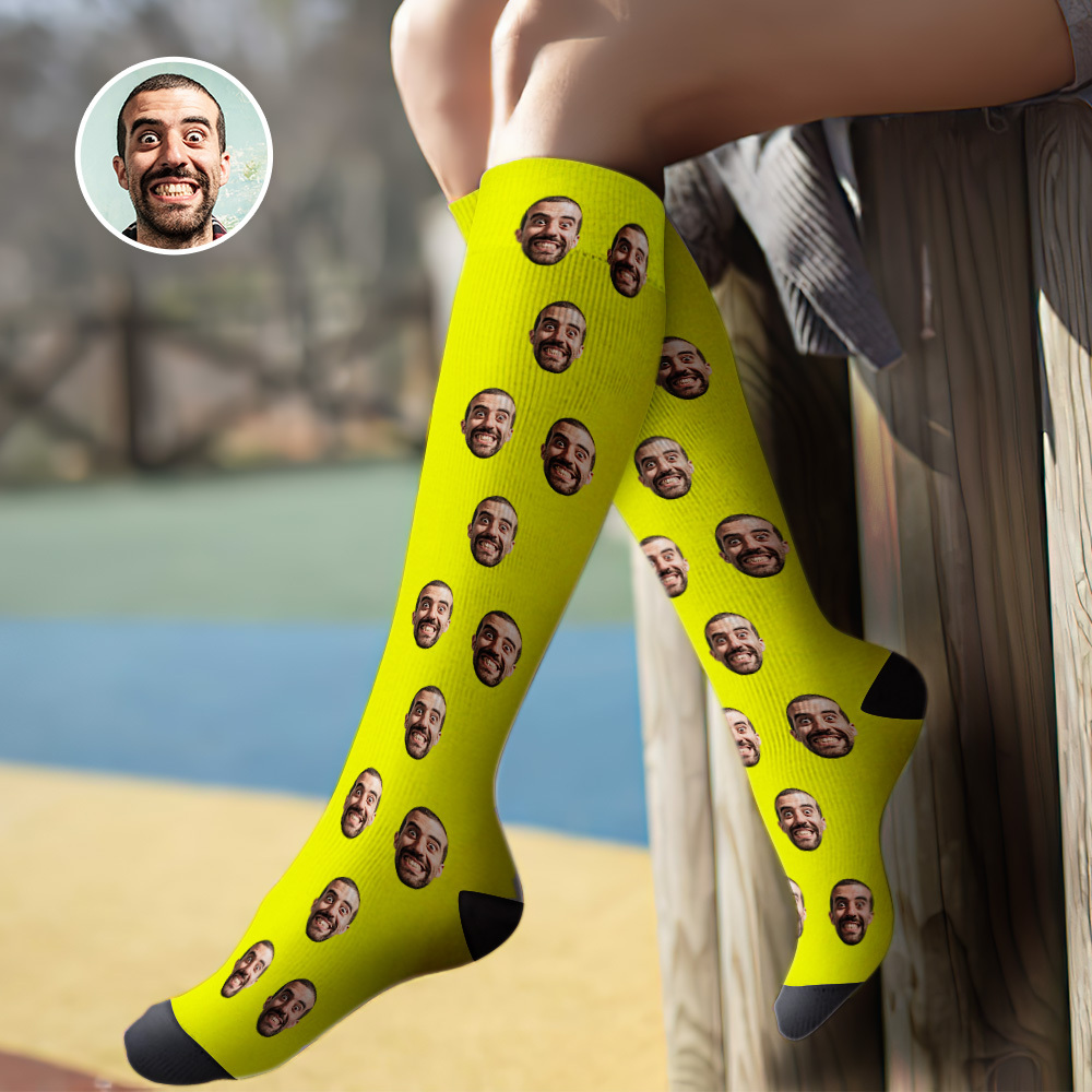 Chaussettes Hautes Personnalisées Pour L'été - Bleu Intégral