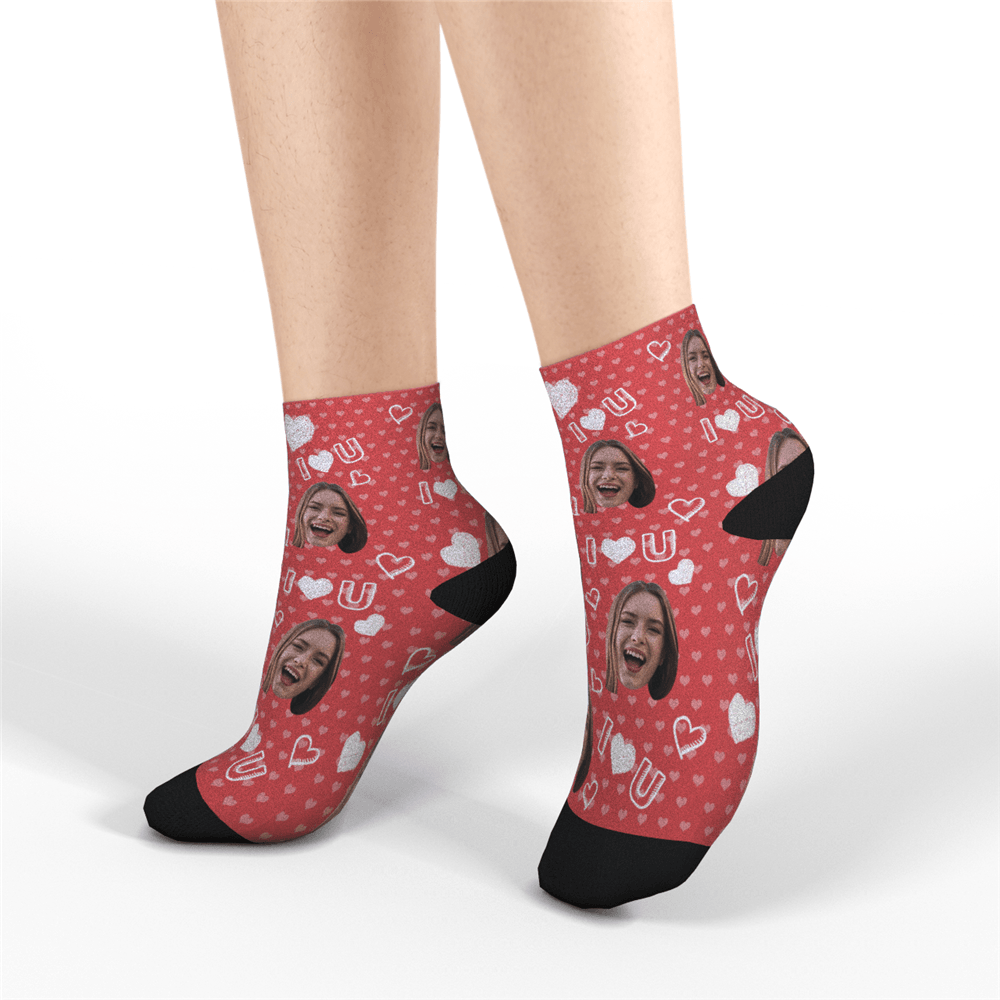 Chaussettes Quarts Personnalisées - Je T'aime - VisageChaussettes