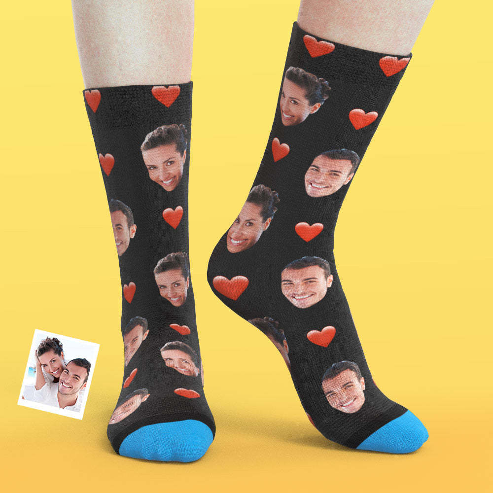 Chaussettes de Visage Imprimées en 3D Numérique Personnalisées Ajouter des Images et un Nom - Herz