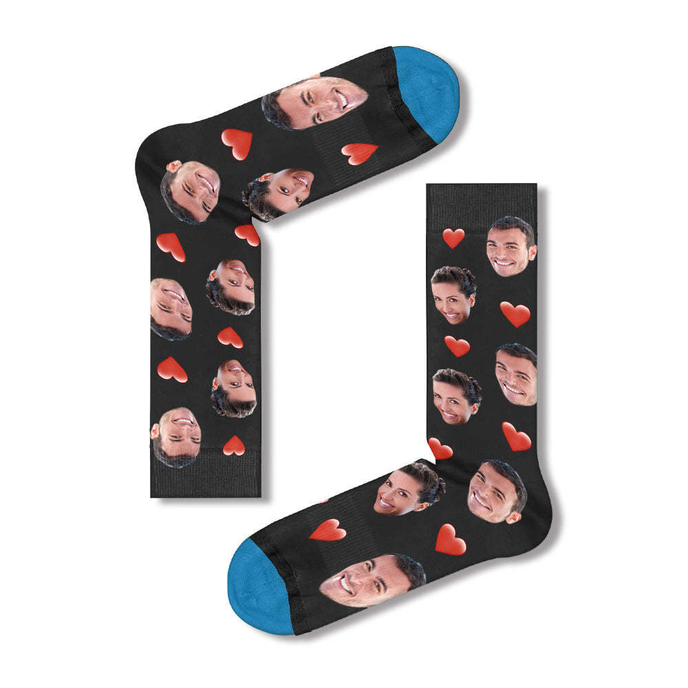 Chaussettes de Visage Imprimées en 3D Numérique Personnalisées Ajouter des Images et un Nom - Herz