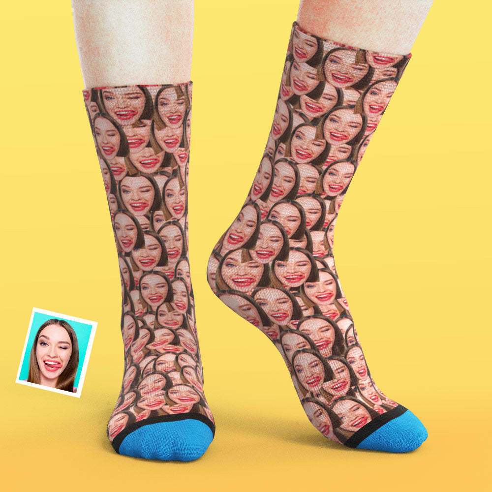 Chaussettes de Visage Imprimées en 3D Numérique Personnalisées Ajouter des Images et un Nom - Face Mash