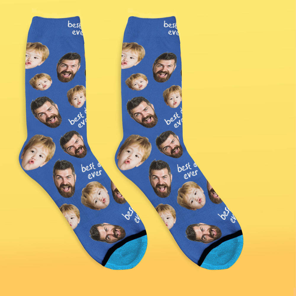 Chaussettes de Visage Imprimées en 3D Numérique Personnalisées Ajouter des Images et un Nom - Le meilleur papa de tous les temps