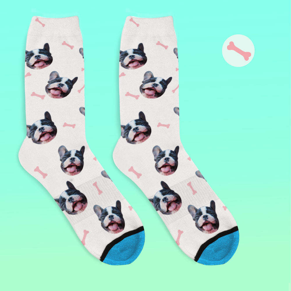 Chaussettes de Visage Imprimées en 3D Numérique Personnalisées Ajouter des Images et un Nom - Des os