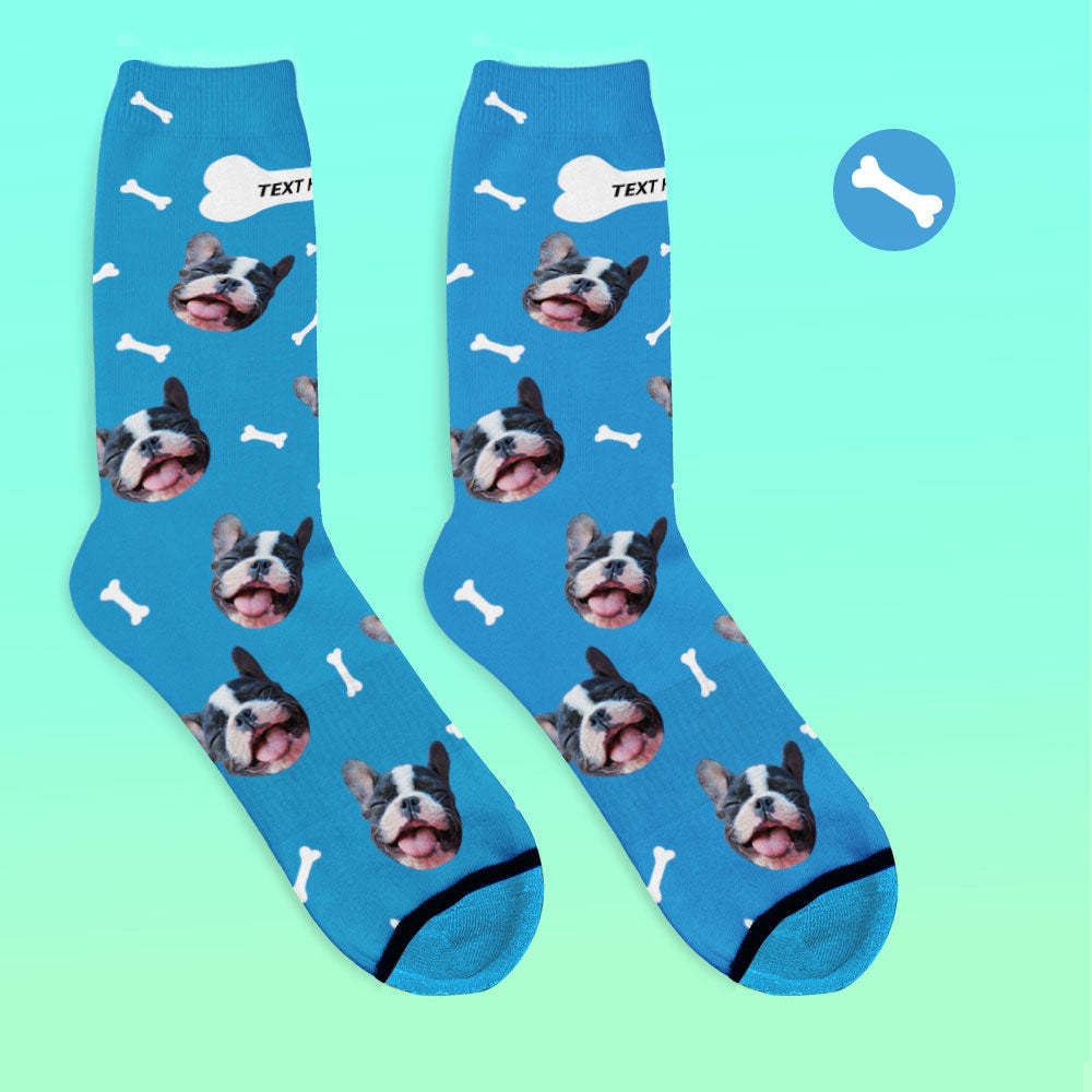 Chaussettes de Visage Imprimées en 3D Numérique Personnalisées Ajouter des Images et un Nom - Des os