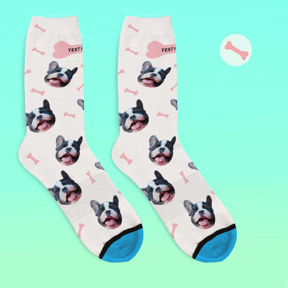 Chaussettes de Visage Imprimées en 3D Numérique Personnalisées Ajouter des Images et un Nom - Des os