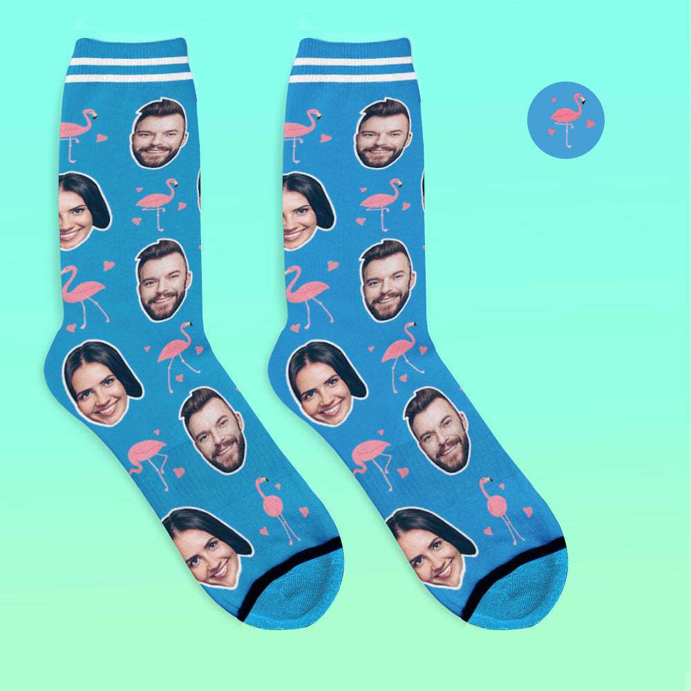 Chaussettes de Visage Imprimées en 3D Numérique Personnalisées Ajouter des Images et un Nom - Flamant