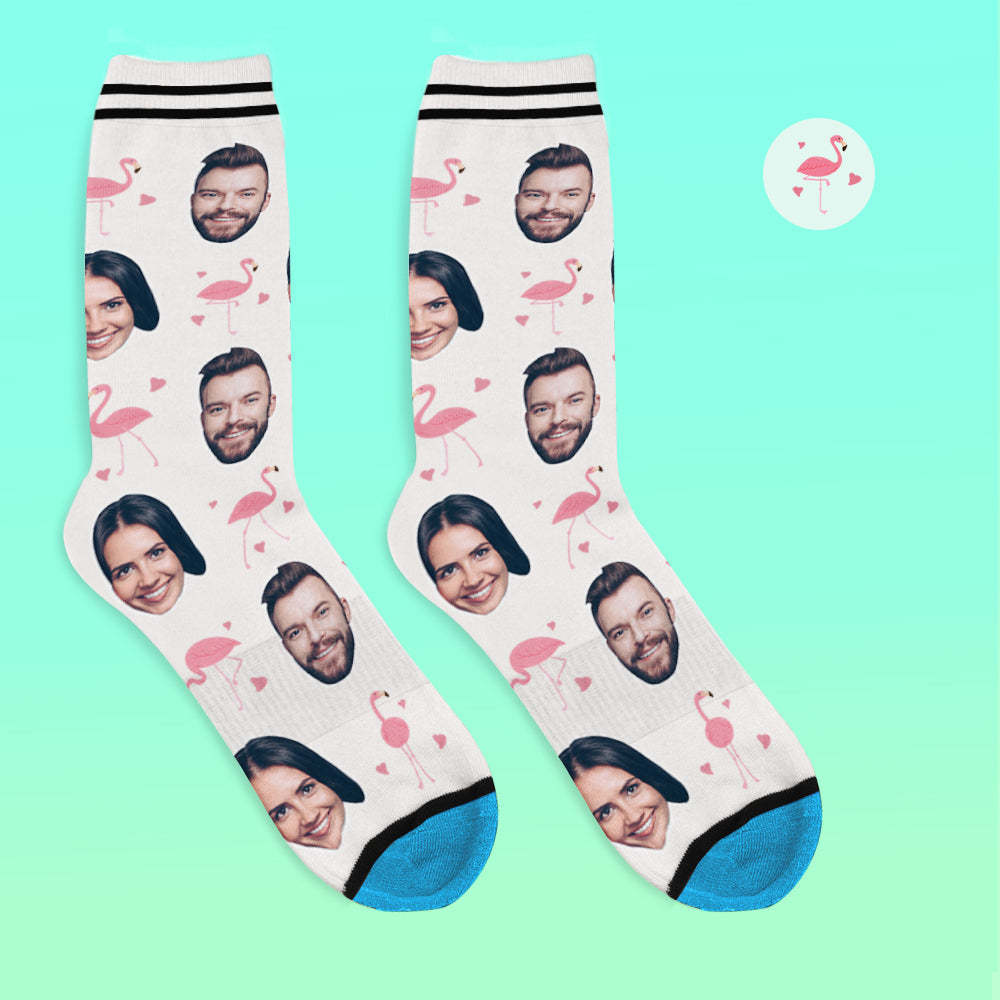 Chaussettes de Visage Imprimées en 3D Numérique Personnalisées Ajouter des Images et un Nom - Flamant