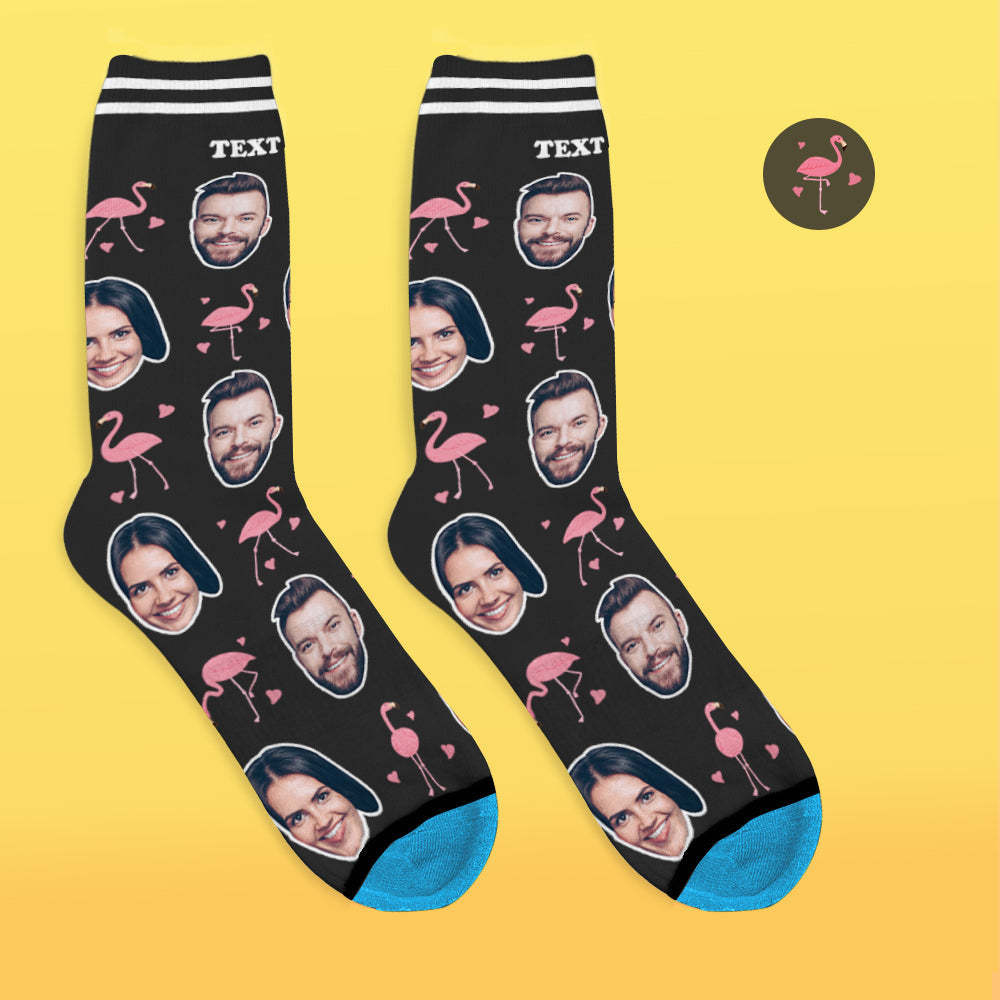 Chaussettes de Visage Imprimées en 3D Numérique Personnalisées Ajouter des Images et un Nom - Flamant