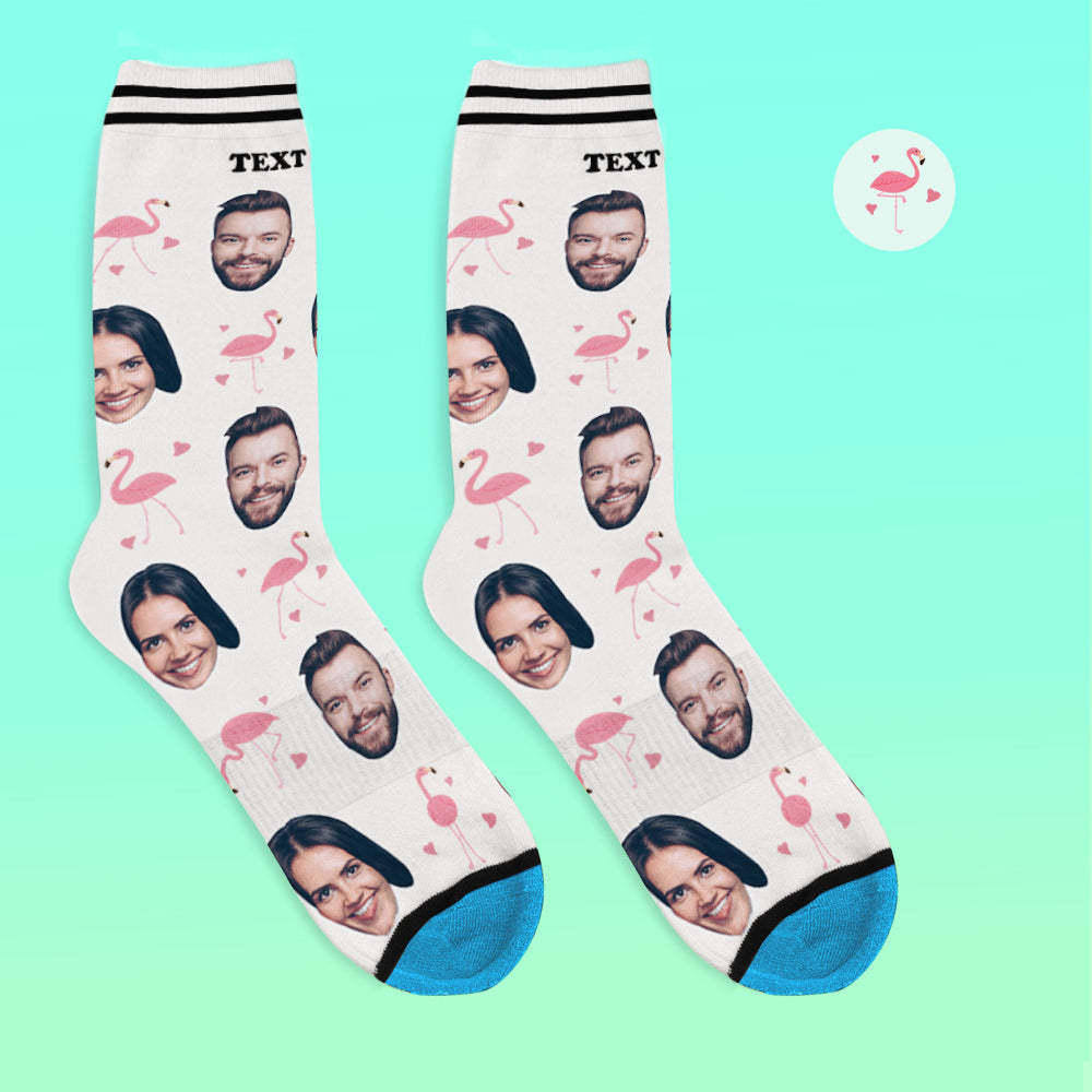 Chaussettes de Visage Imprimées en 3D Numérique Personnalisées Ajouter des Images et un Nom - Flamant