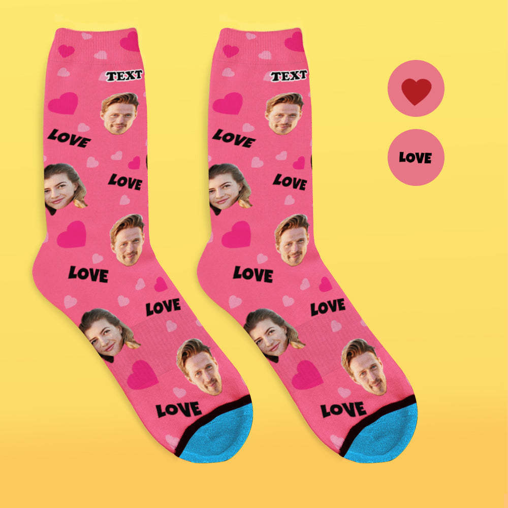 Chaussettes de Visage Imprimées en 3D Numérique Personnalisées Ajouter des Images et un Nom - Amour