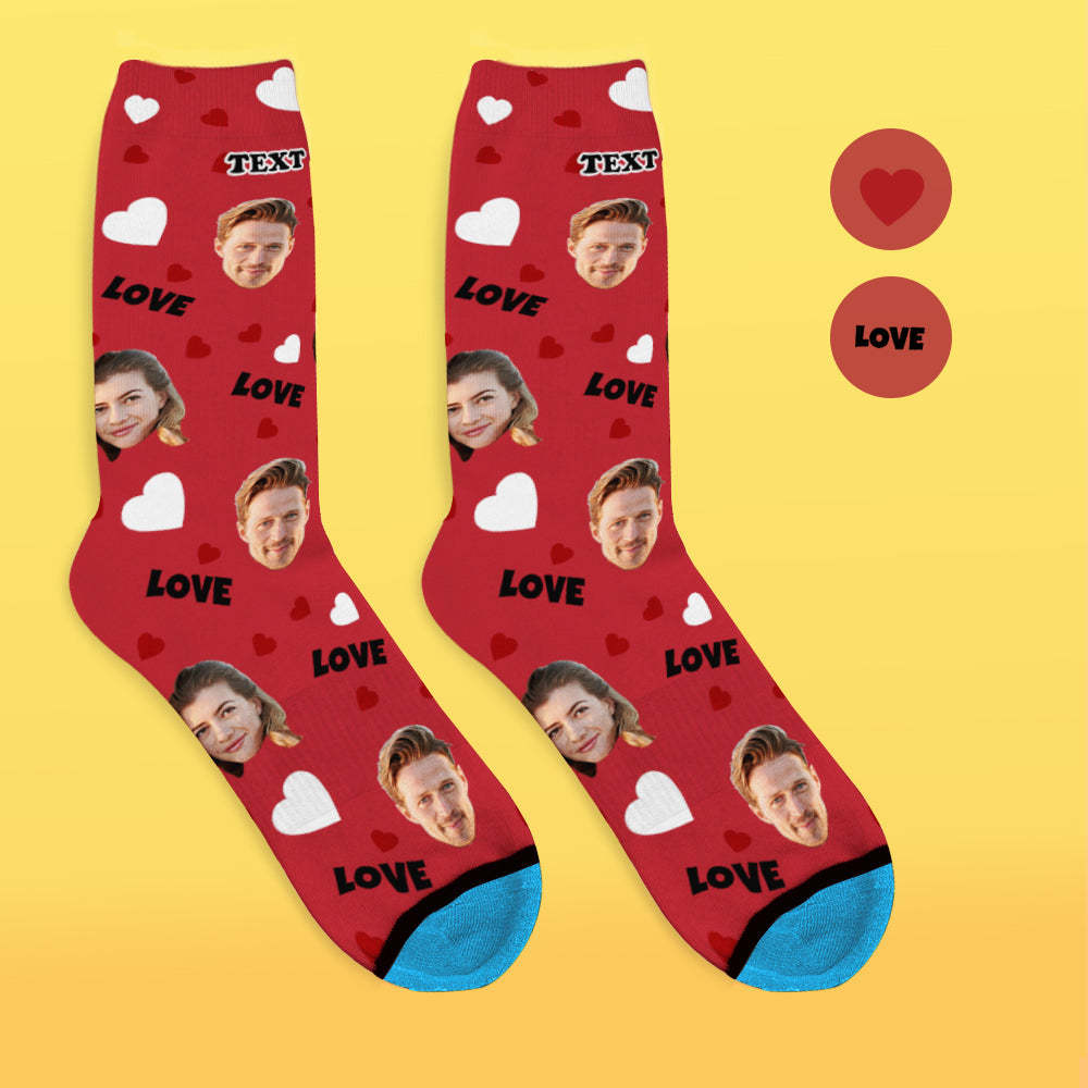 Chaussettes de Visage Imprimées en 3D Numérique Personnalisées Ajouter des Images et un Nom - Amour