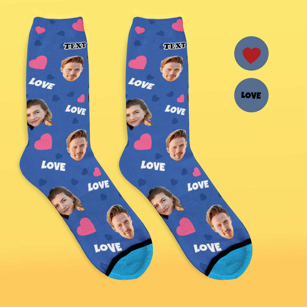 Chaussettes de Visage Imprimées en 3D Numérique Personnalisées Ajouter des Images et un Nom - Amour
