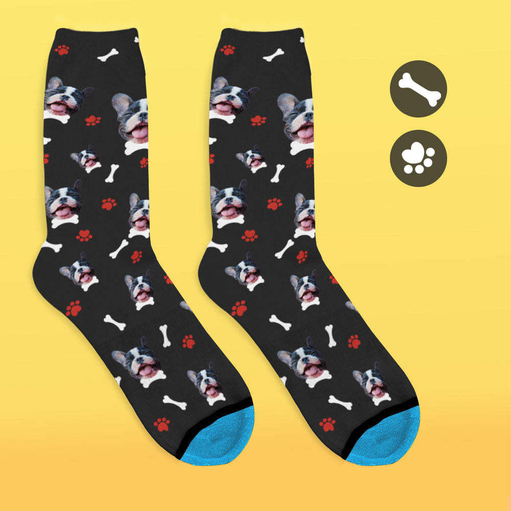 Chaussettes de Visage Imprimées en 3D Numérique Personnalisées Ajouter des Images et un Nom - J'aime mon chien