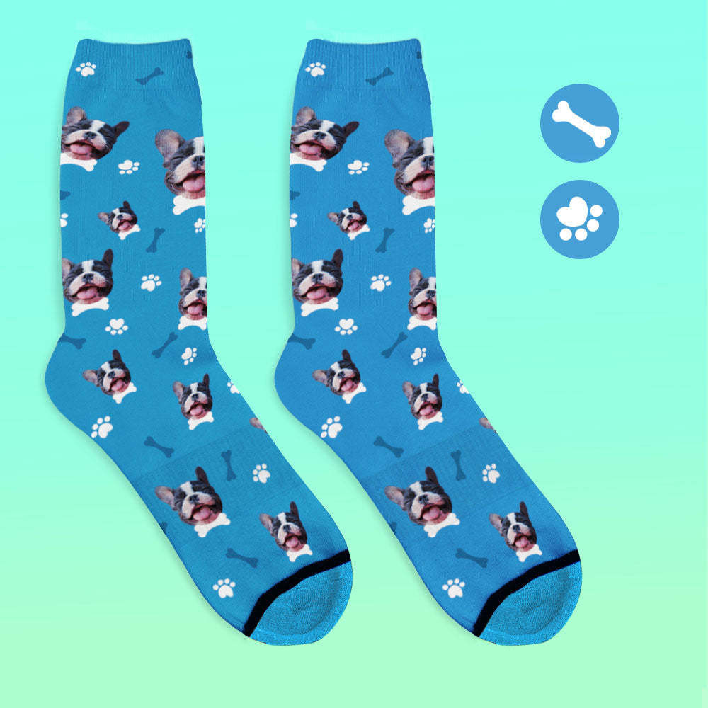 Chaussettes de Visage Imprimées en 3D Numérique Personnalisées Ajouter des Images et un Nom - J'aime mon chien