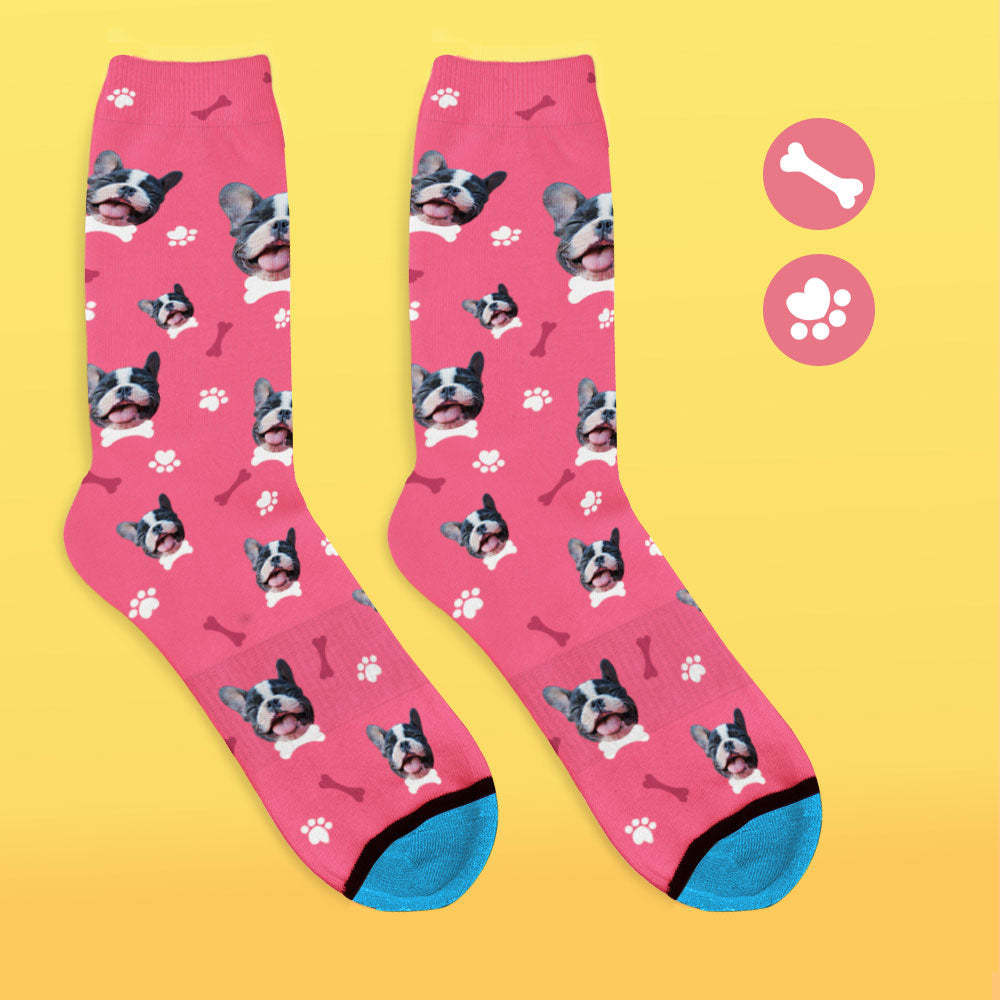 Chaussettes de Visage Imprimées en 3D Numérique Personnalisées Ajouter des Images et un Nom - J'aime mon chien