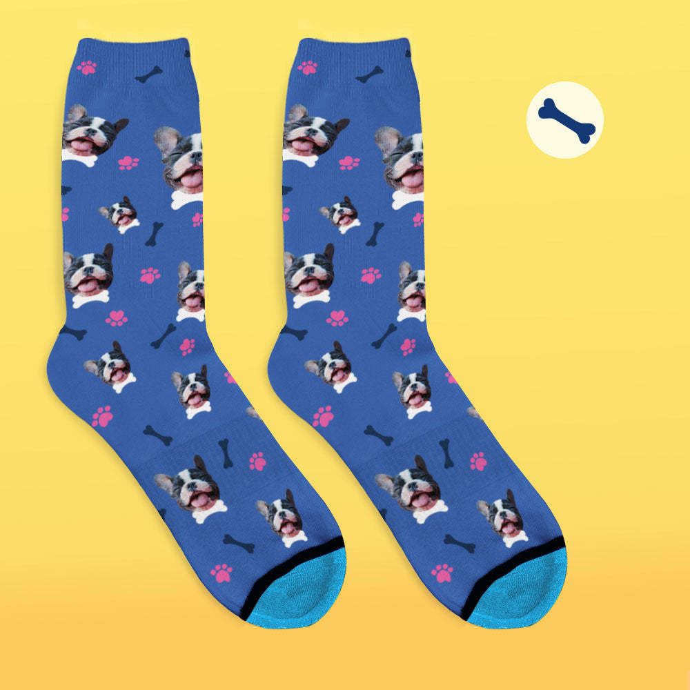 Chaussettes de Visage Imprimées en 3D Numérique Personnalisées Ajouter des Images et un Nom - J'aime mon chien
