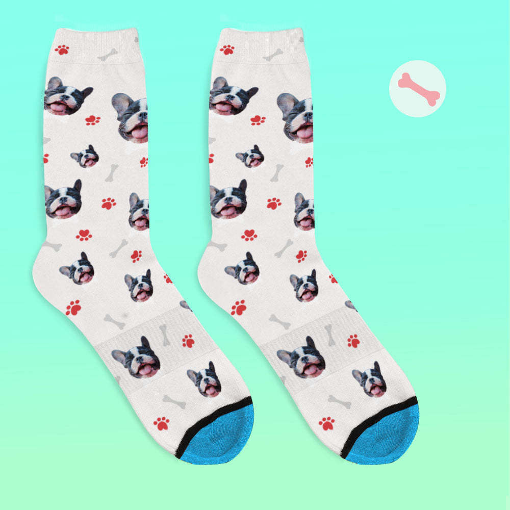 Chaussettes de Visage Imprimées en 3D Numérique Personnalisées Ajouter des Images et un Nom - J'aime mon chien
