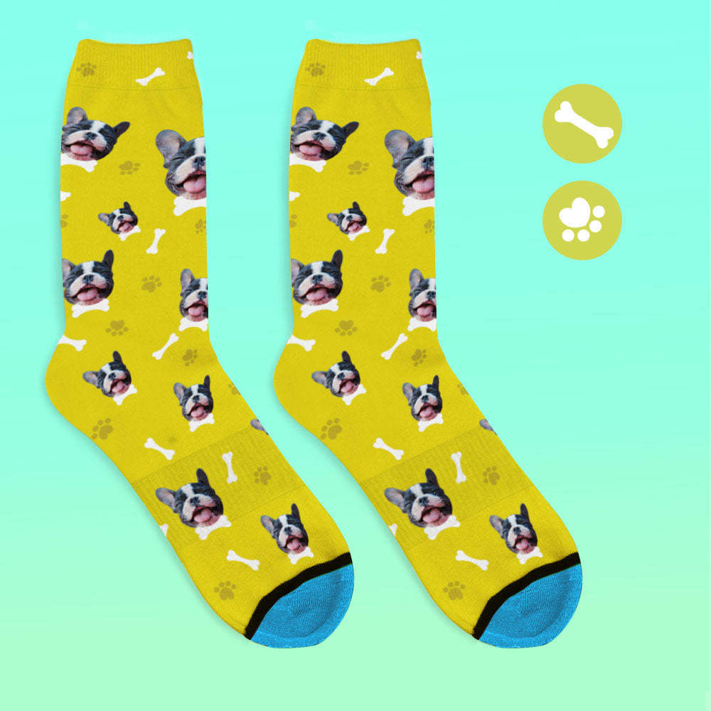 Chaussettes de Visage Imprimées en 3D Numérique Personnalisées Ajouter des Images et un Nom - J'aime mon chien