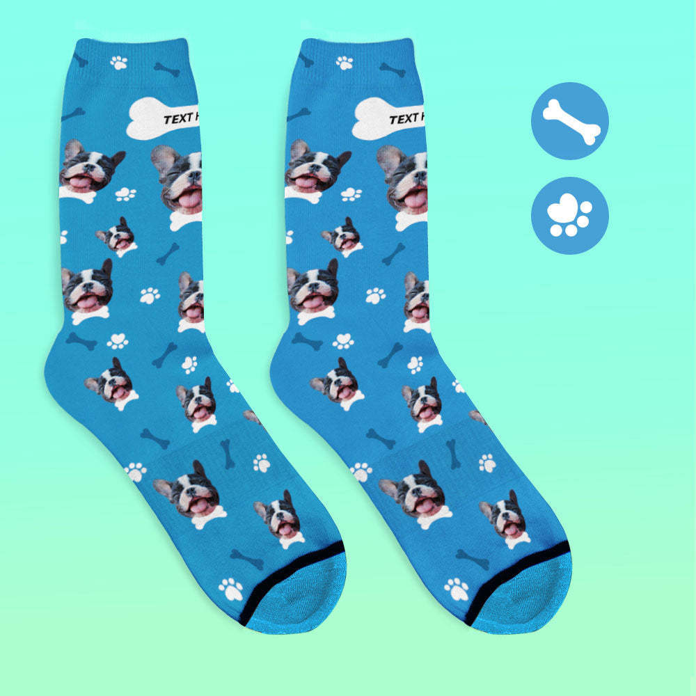Chaussettes de Visage Imprimées en 3D Numérique Personnalisées Ajouter des Images et un Nom - J'aime mon chien