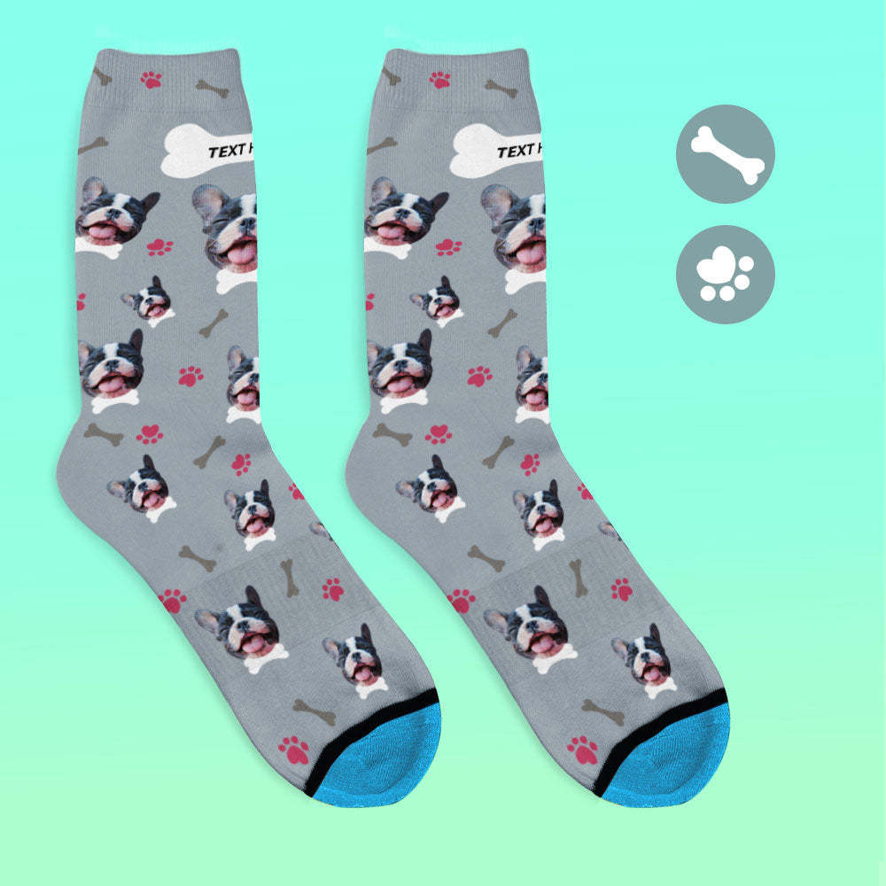 Chaussettes de Visage Imprimées en 3D Numérique Personnalisées Ajouter des Images et un Nom - J'aime mon chien