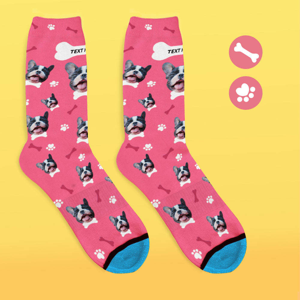 Chaussettes de Visage Imprimées en 3D Numérique Personnalisées Ajouter des Images et un Nom - J'aime mon chien