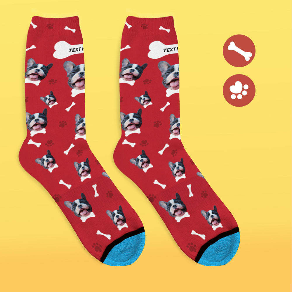 Chaussettes de Visage Imprimées en 3D Numérique Personnalisées Ajouter des Images et un Nom - J'aime mon chien