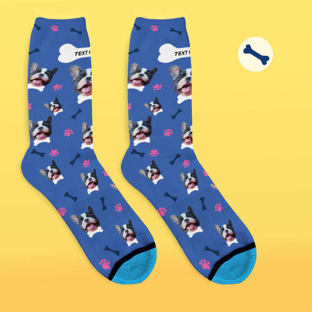 Chaussettes de Visage Imprimées en 3D Numérique Personnalisées Ajouter des Images et un Nom - J'aime mon chien