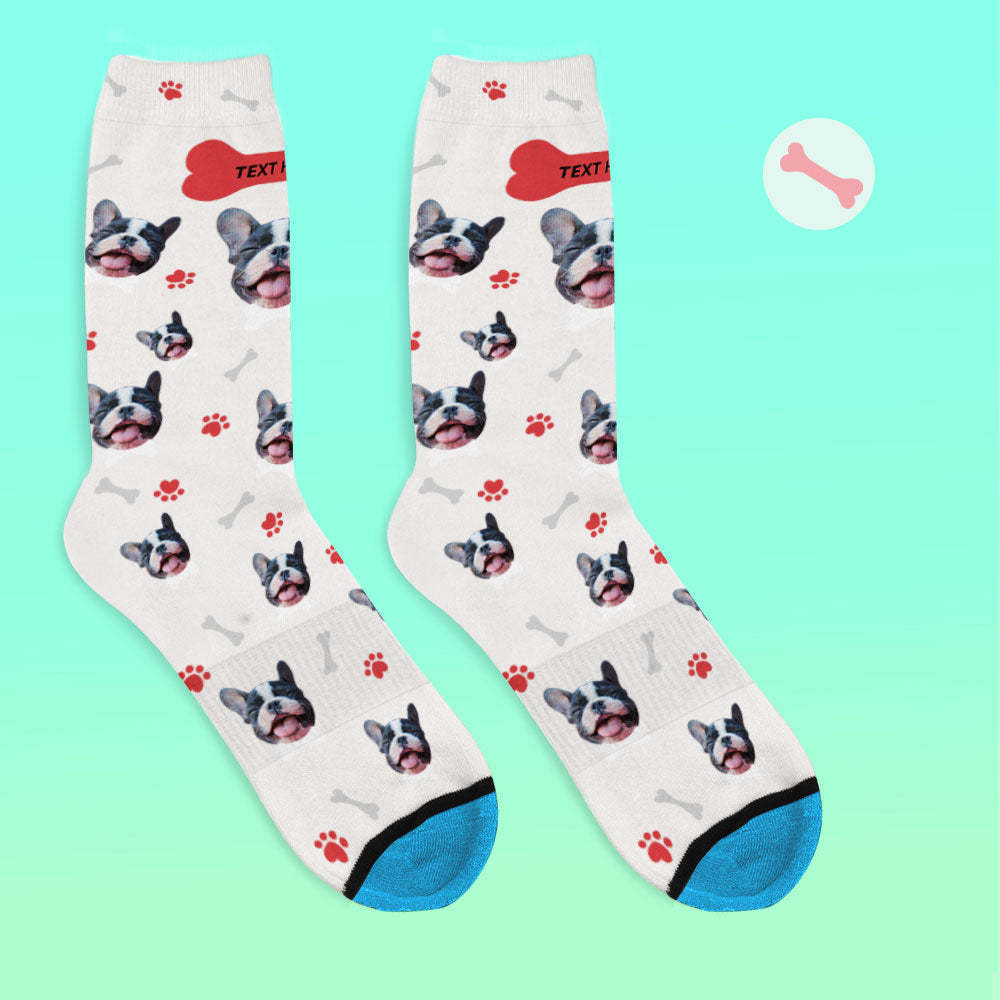 Chaussettes de Visage Imprimées en 3D Numérique Personnalisées Ajouter des Images et un Nom - J'aime mon chien