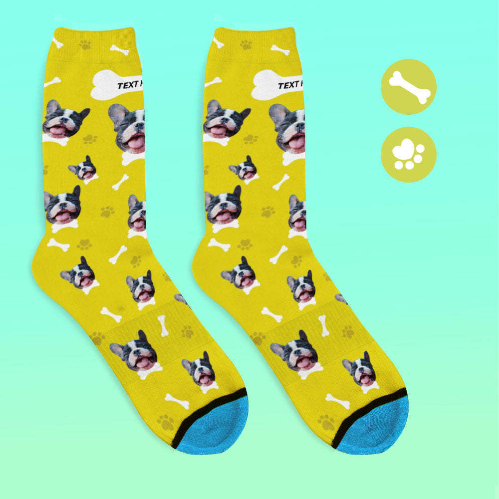 Chaussettes de Visage Imprimées en 3D Numérique Personnalisées Ajouter des Images et un Nom - J'aime mon chien