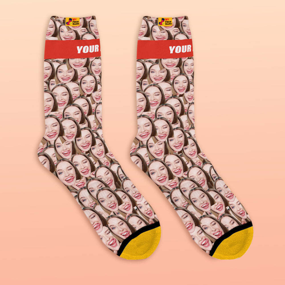 Chaussettes De Prévisualisation 3d Personnalisées Chaussettes My Face Ajouter Des Images Et Un Nom - Face Mash - VisageChaussettes