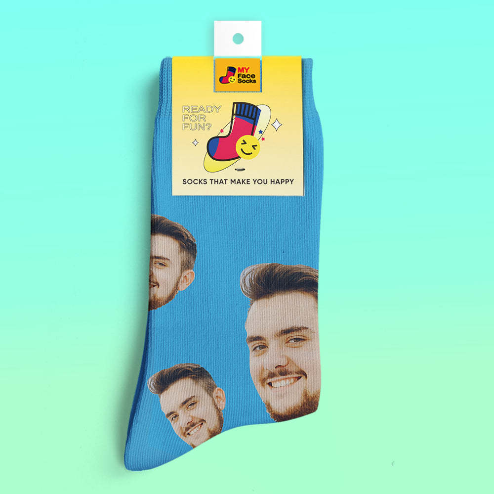 Chaussettes De Prévisualisation 3d Personnalisées Chaussettes My Face Ajouter Des Images Et Un Nom - Votre Visage - VisageChaussettes