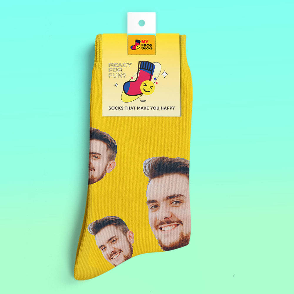 Chaussettes De Prévisualisation 3d Personnalisées Chaussettes My Face Ajouter Des Images Et Un Nom - Votre Visage - VisageChaussettes