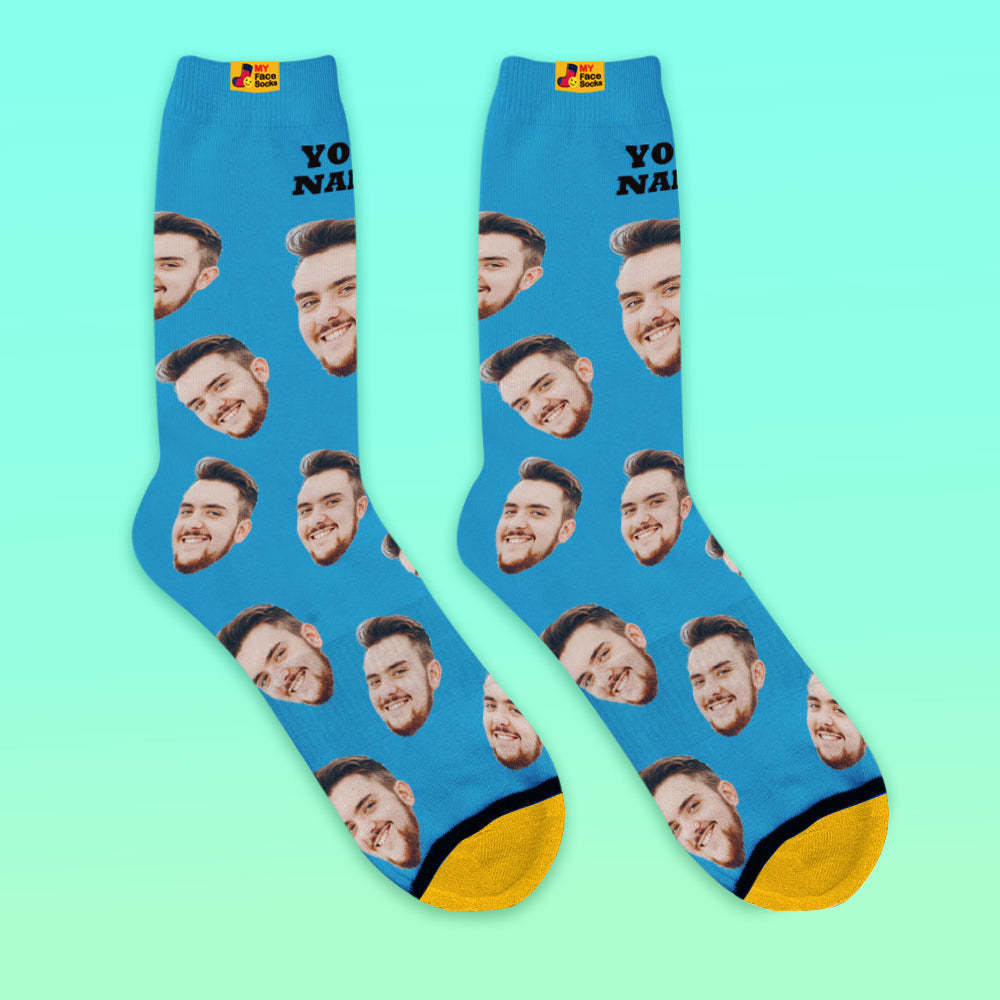 Chaussettes De Prévisualisation 3d Personnalisées Chaussettes My Face Ajouter Des Images Et Un Nom - Votre Visage - VisageChaussettes