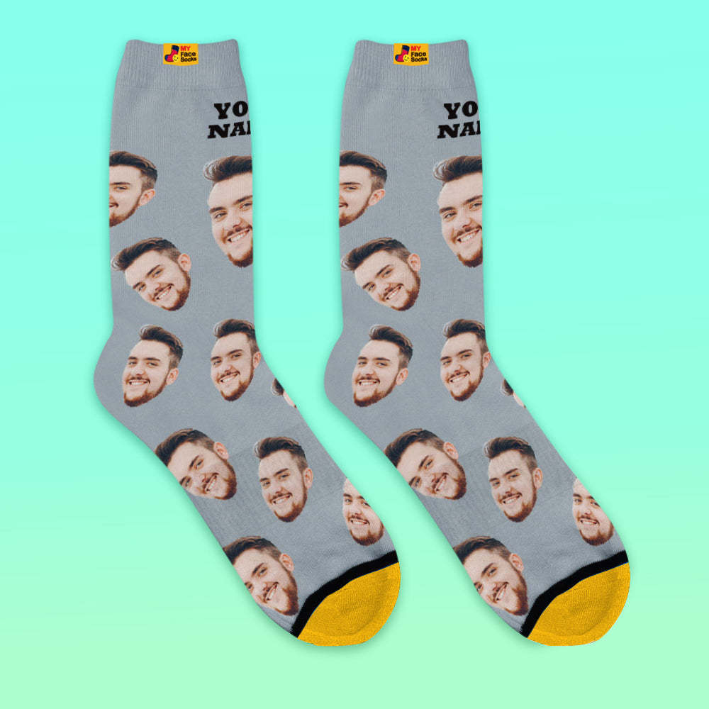 Chaussettes De Prévisualisation 3d Personnalisées Chaussettes My Face Ajouter Des Images Et Un Nom - Votre Visage - VisageChaussettes