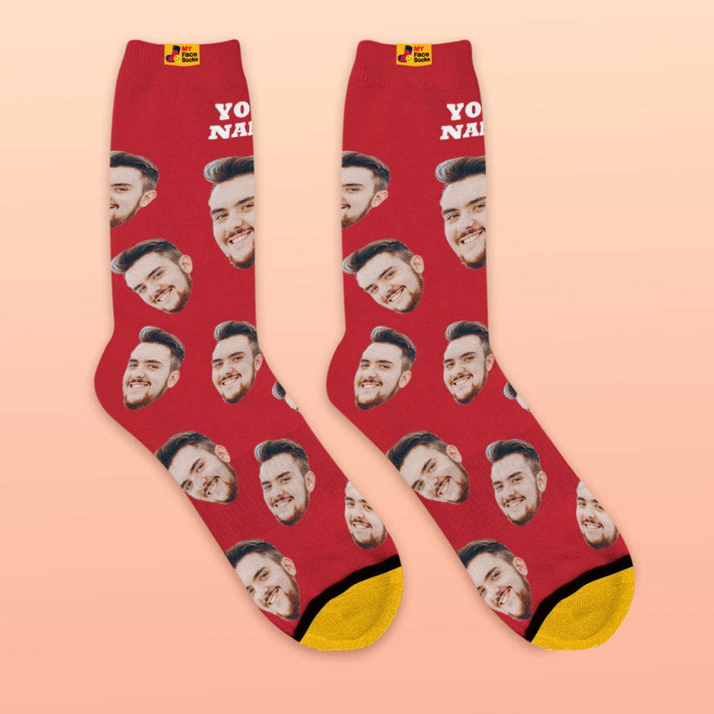 Chaussettes De Prévisualisation 3d Personnalisées Chaussettes My Face Ajouter Des Images Et Un Nom - Votre Visage - VisageChaussettes