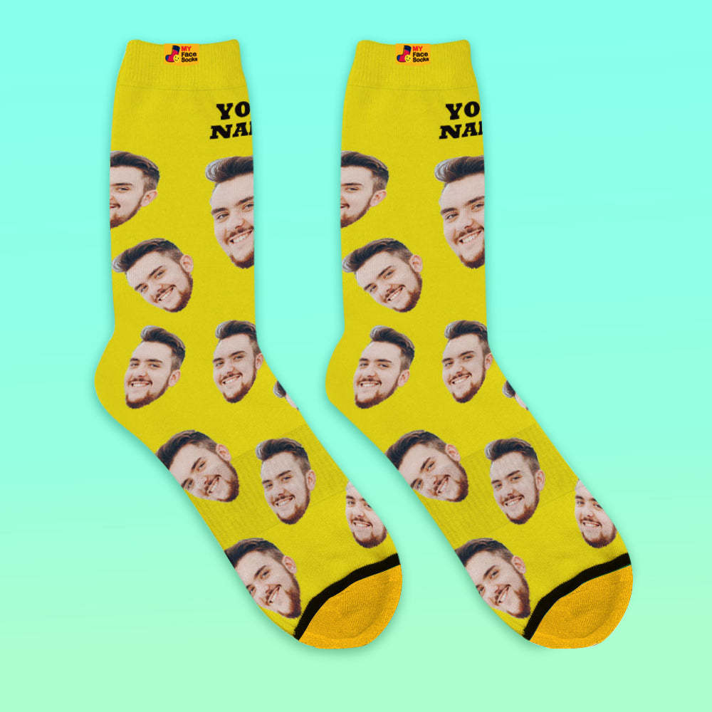 Chaussettes De Prévisualisation 3d Personnalisées Chaussettes My Face Ajouter Des Images Et Un Nom - Votre Visage - VisageChaussettes