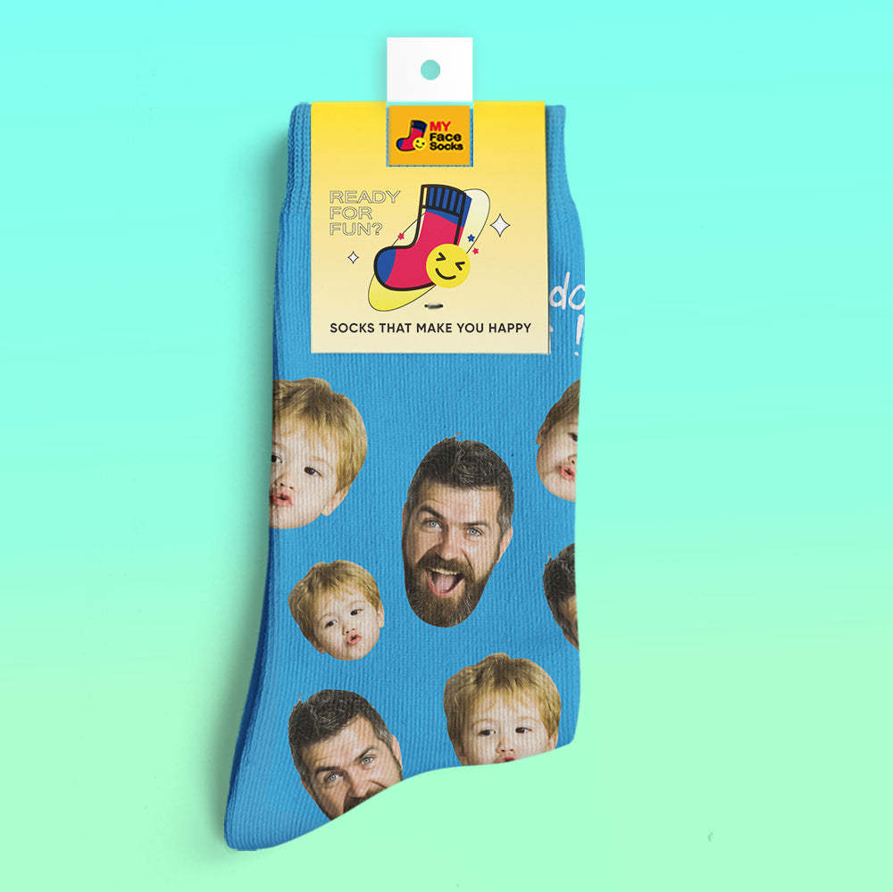 Chaussettes De Prévisualisation 3d Personnalisées Chaussettes My Face Ajouter Des Images Et Un Nom - Meilleur Papa De Tous Les Temps - VisageChaussettes
