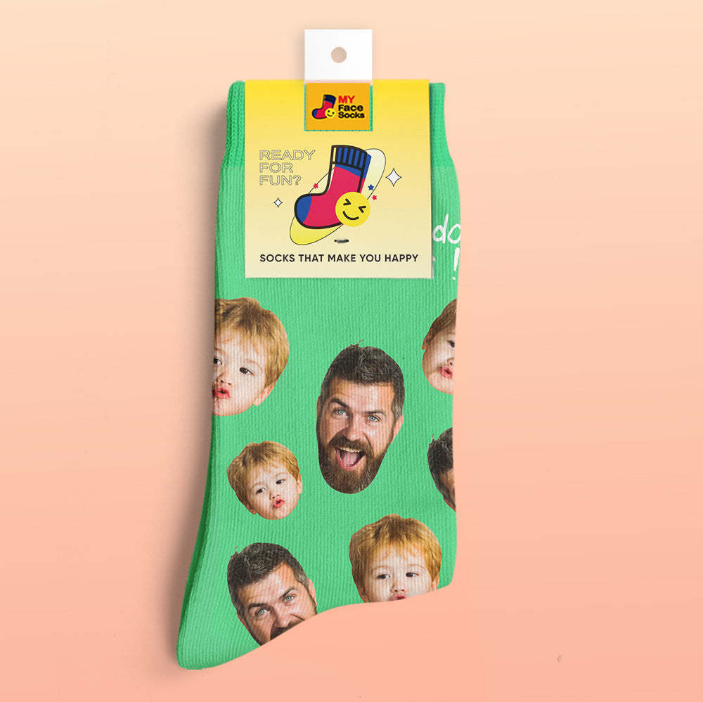 Chaussettes De Prévisualisation 3d Personnalisées Chaussettes My Face Ajouter Des Images Et Un Nom - Meilleur Papa De Tous Les Temps - VisageChaussettes