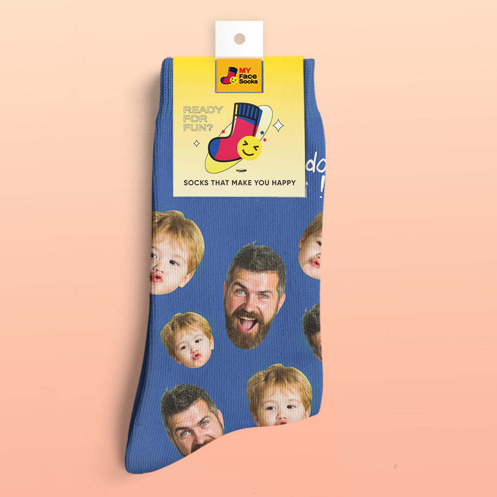 Chaussettes De Prévisualisation 3d Personnalisées Chaussettes My Face Ajouter Des Images Et Un Nom - Meilleur Papa De Tous Les Temps - VisageChaussettes