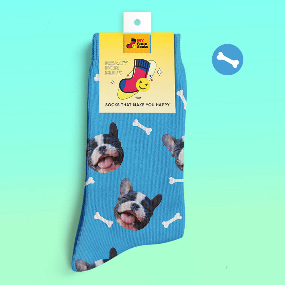 Chaussettes De Prévisualisation 3d Personnalisées Chaussettes My Face Ajouter Des Images Et Un Nom - Bones - VisageChaussettes
