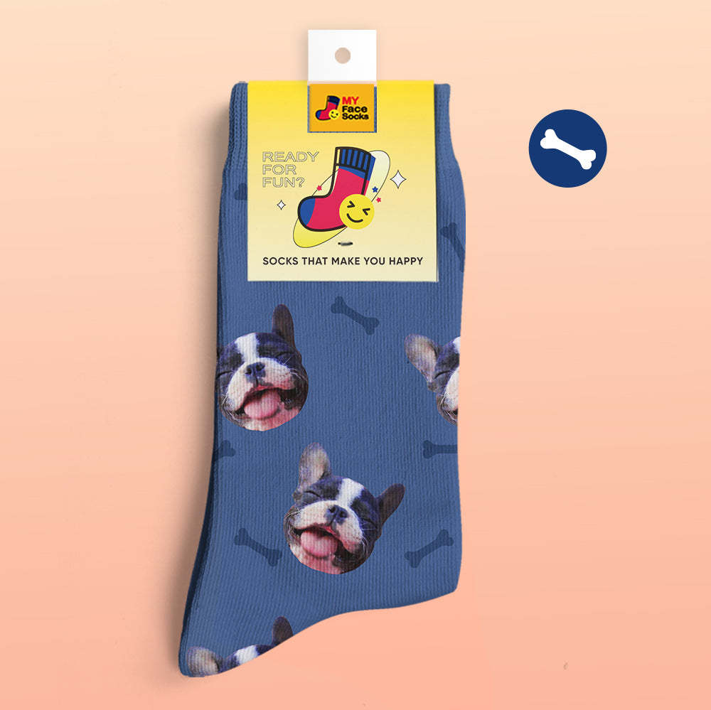 Chaussettes De Prévisualisation 3d Personnalisées Chaussettes My Face Ajouter Des Images Et Un Nom - Bones - VisageChaussettes