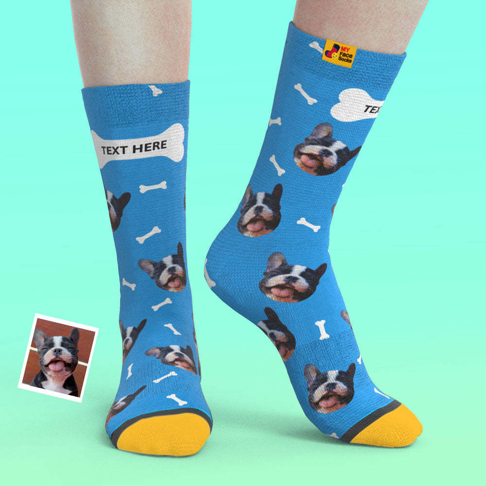 Chaussettes De Prévisualisation 3d Personnalisées Chaussettes My Face Ajouter Des Images Et Un Nom - Bones - VisageChaussettes