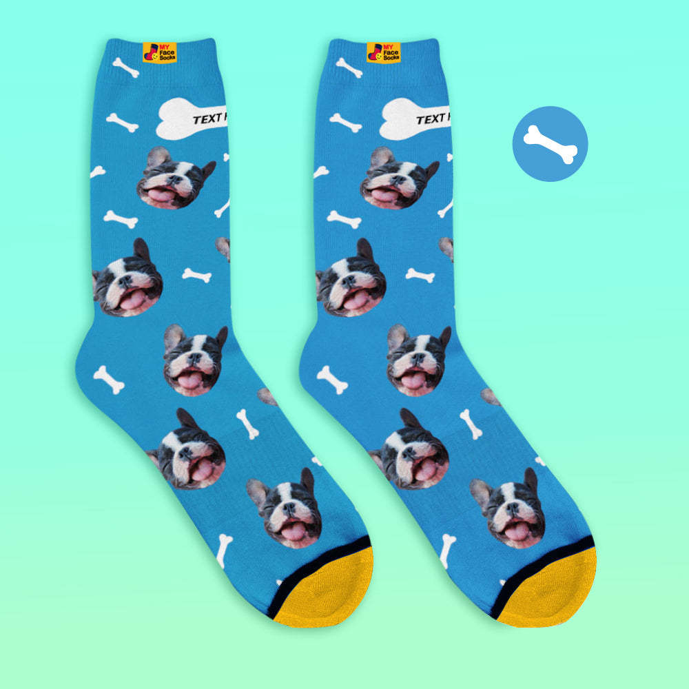 Chaussettes De Prévisualisation 3d Personnalisées Chaussettes My Face Ajouter Des Images Et Un Nom - Bones - VisageChaussettes