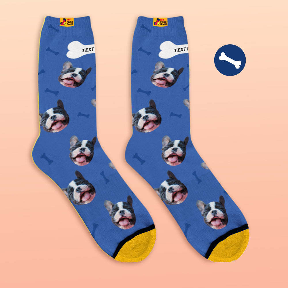 Chaussettes De Prévisualisation 3d Personnalisées Chaussettes My Face Ajouter Des Images Et Un Nom - Bones - VisageChaussettes