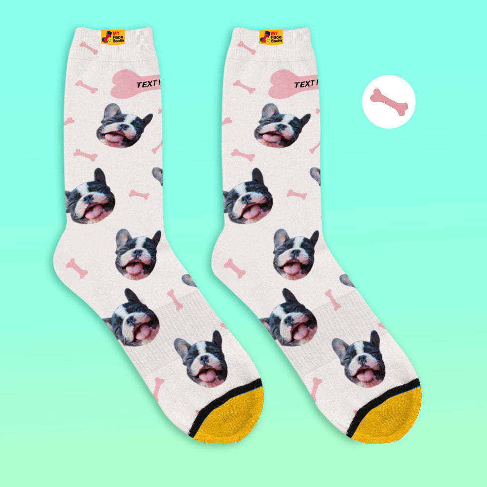 Chaussettes De Prévisualisation 3d Personnalisées Chaussettes My Face Ajouter Des Images Et Un Nom - Bones - VisageChaussettes